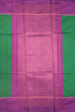 Contrast Tree Zari Border Emerald Green Jute Silk Saree