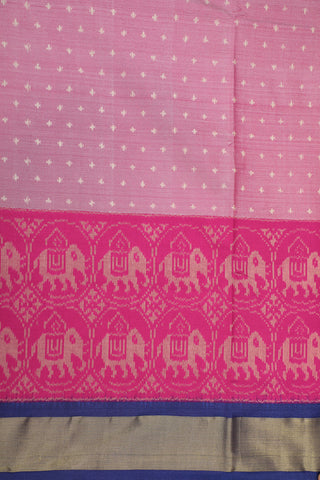 Contrast Zari Border In Buttis Onion Pink Pochampally Silk Saree