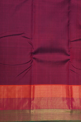 Tricolor Zari Border In Plain Purple Kanchipuram Silk Saree