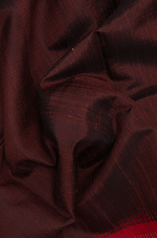 Contrast Zari Border Plain Dark Brown Jute Saree