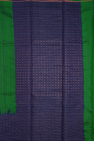 Contrast Zari Border Plain Green Jute Saree