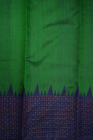 Contrast Zari Border Plain Green Jute Saree