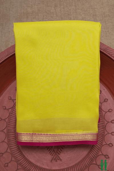 Contrast Zari Border Plain Lemon Yellow Mysore Silk Saree – Sundari Silks