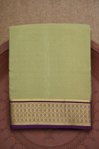 Contrast Zari Border Plain Pale Moss Green Mysore Silk Saree