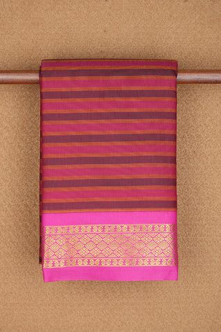 Contrast Zari Border Punch Pink And Rose Brown Apoorva Semi Silk Saree