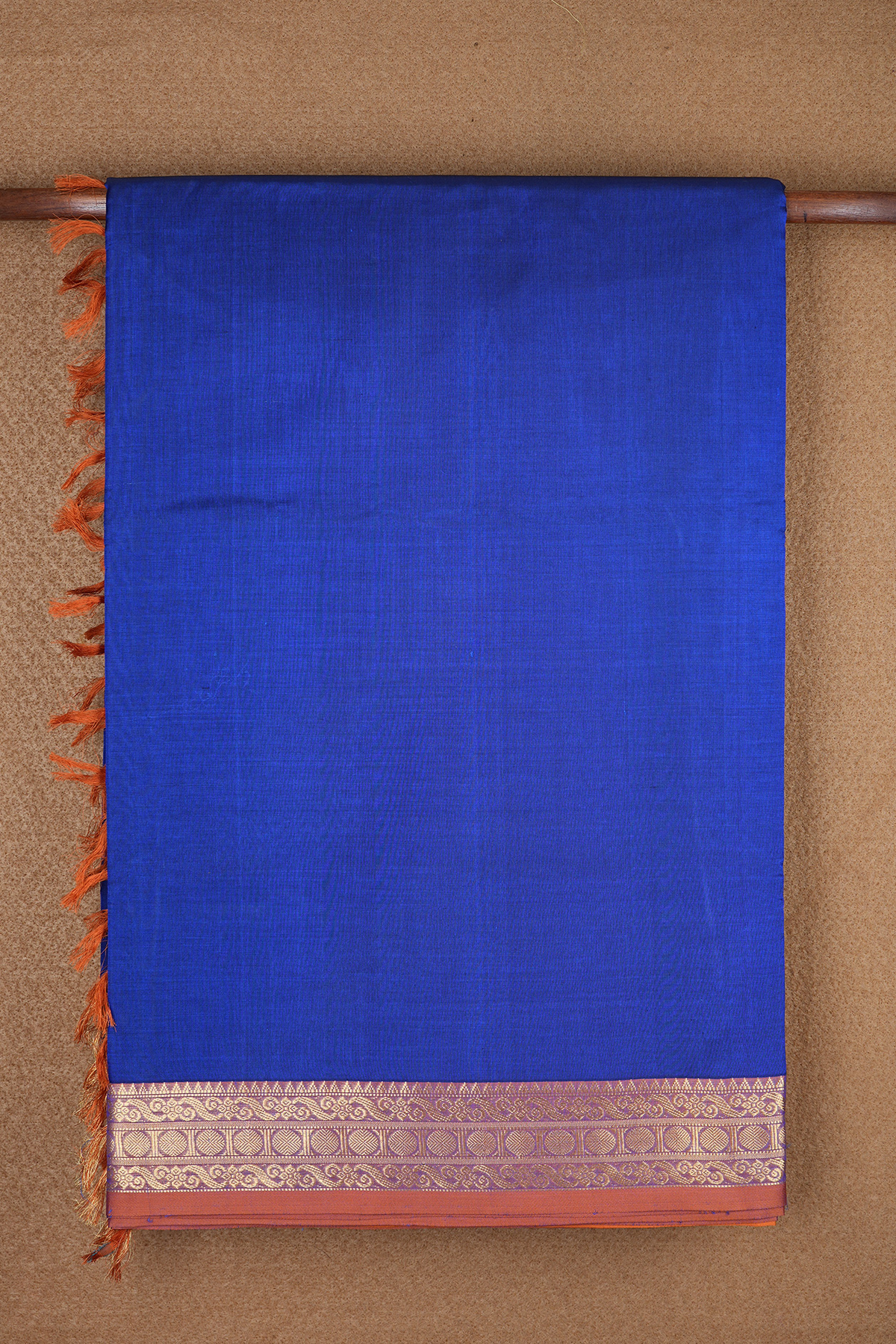 Contrast Zari Border Royal Blue Nine Yards Silk Cotton Saree