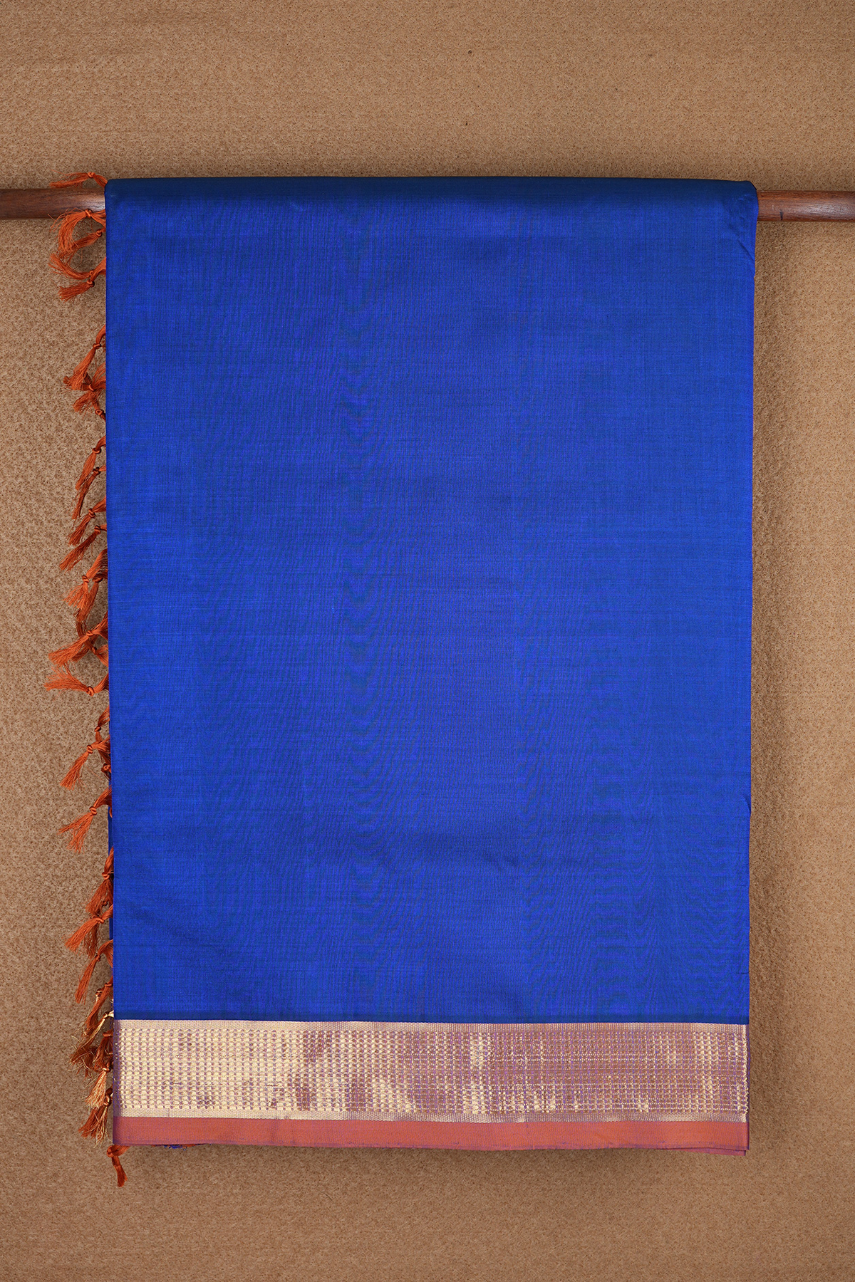 Contrast Zari Border Royal Blue Nine Yards Silk Cotton Saree