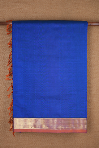 Contrast Zari Border Royal Blue Nine Yards Silk Cotton Saree