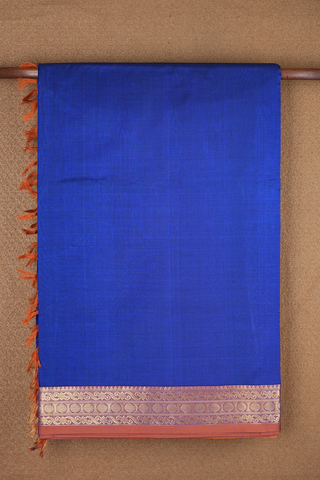 Contrast Zari Border Royal Blue Nine Yards Silk Cotton Saree