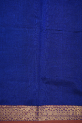 Contrast Zari Border Royal Blue Nine Yards Silk Cotton Saree