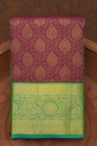 Contrast Paisley Border In Brocade Burgundy Purple Kanchipuram Silk Saree