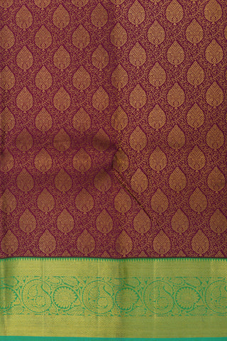 Contrast Paisley Border In Brocade Burgundy Purple Kanchipuram Silk Saree