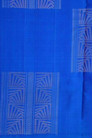 Copper And Silver Zari Square Box Buttas Azure Blue Soft Silk Saree