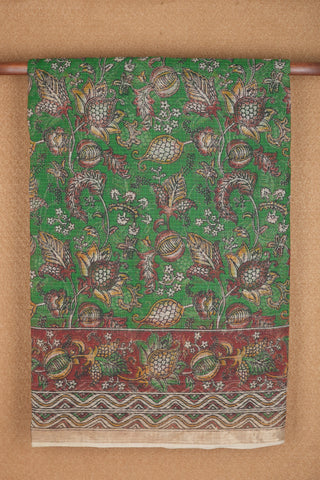 Flowers Creepers Green Printed Kalamkari Kota Saree