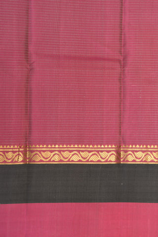 Creepers Zari Border With Self Stripes Taupe Grey Kanchipuram Silk Saree