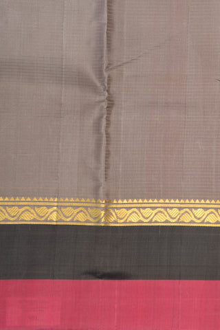 Creepers Zari Border With Self Stripes Taupe Grey Kanchipuram Silk Saree