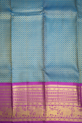 Big Contrast Korvai Border Cobalt Blue Kanchipuram Silk Saree