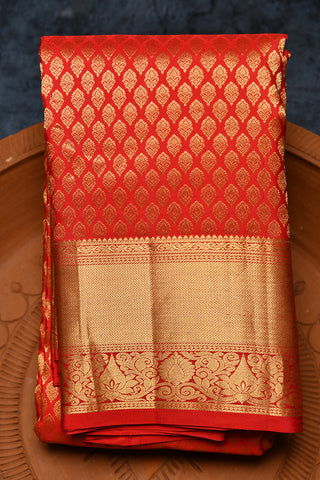 Brocade With Red Vanki Design Border Kanchipuram Silk Saree