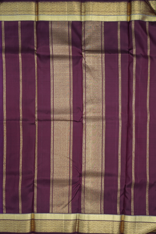 Diagonal Chevron Border Plain Purple Kanchipuram Silk Saree