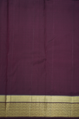 Diagonal Chevron Border Plain Purple Kanchipuram Silk Saree