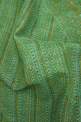 Diagonal Design Fern Green Kota Cotton Saree