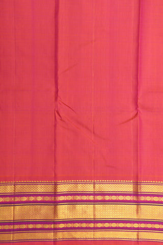 Diamond Border With Thread Work Small Checked Brinjal Purple Kanchipuram Silk Saree