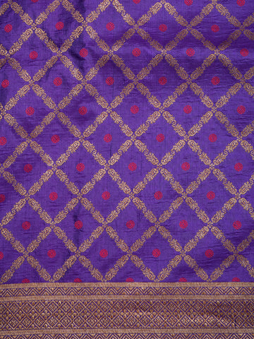 Diamond Zari Design Purple Banaras Unstitched Blouse Material