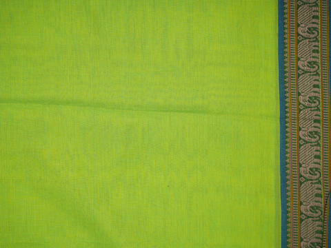 Elephant Border Plain Lime Green Cotton Salwar Material