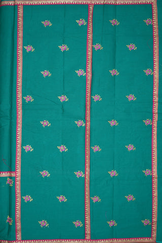 Embroidered Floral Motifs Teal Green Ahmedabad Cotton Saree