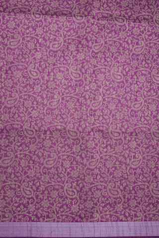 Floral Paisley Threadwork Design Purple Rose Semi Jute Saree