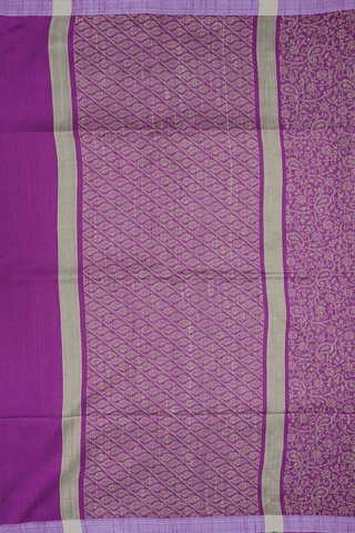 Floral Paisley Threadwork Design Purple Rose Semi Jute Saree