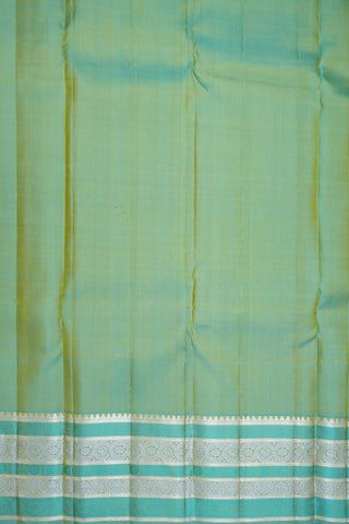 Floral And Peacock Threadwork Border Plain Sunflower Yellow Kanchipuram Silk Saree