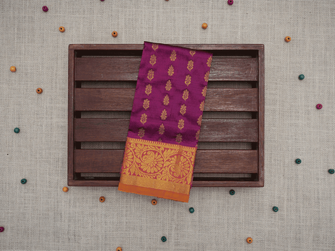 Floral Butta Plum Purple Kanchipuram Pavadai Sattai Material