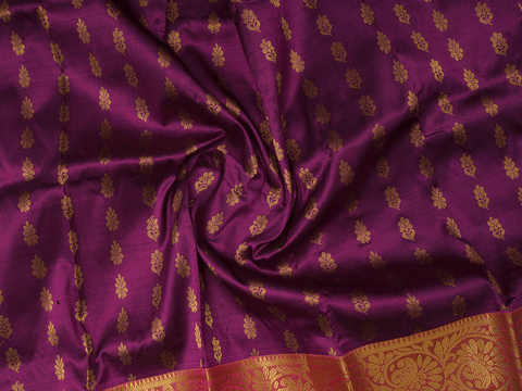 Floral Butta Plum Purple Kanchipuram Pavadai Sattai Material