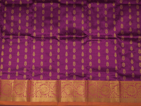 Floral Butta Plum Purple Kanchipuram Pavadai Sattai Material