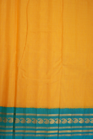 Contrast Silk Border Honey Orange Gadwal Silk Cotton Saree