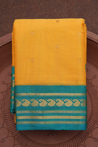 Contrast Silk Border Honey Orange Gadwal Silk Cotton Saree