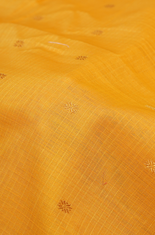 Contrast Silk Border Honey Orange Gadwal Silk Cotton Saree