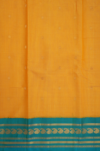 Contrast Silk Border Honey Orange Gadwal Silk Cotton Saree