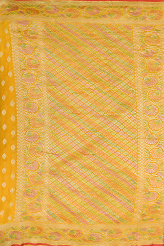 Floral Border With Motifs Turmeric Yellow Georgette Saree