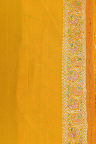 Floral Border With Motifs Turmeric Yellow Georgette Saree