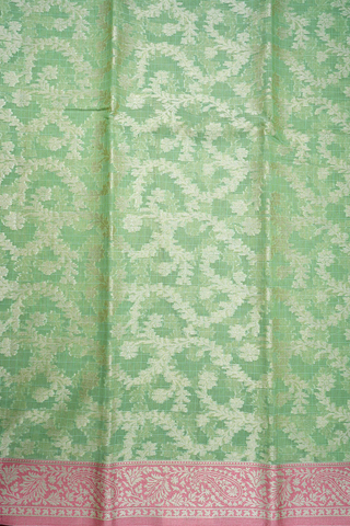 Floral Design Pastel Green Kota Cotton Saree