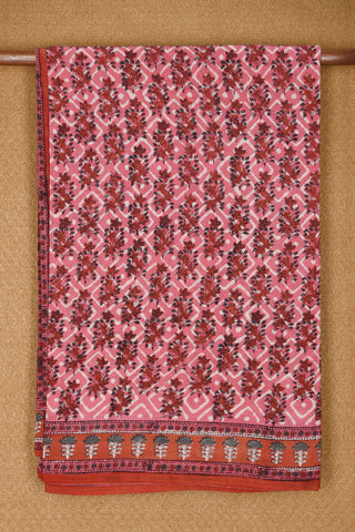 Floral Design Pink Jaipur Printed Cotton Saree