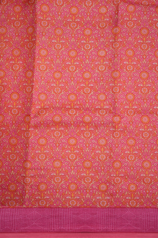 Floral Trellis Design Tone On Tone Pink Printed Silk Saree