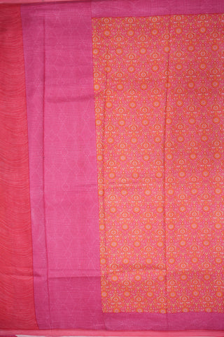 Floral Trellis Design Tone On Tone Pink Printed Silk Saree