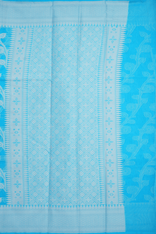 Floral Design Sky Blue Kota Cotton Saree