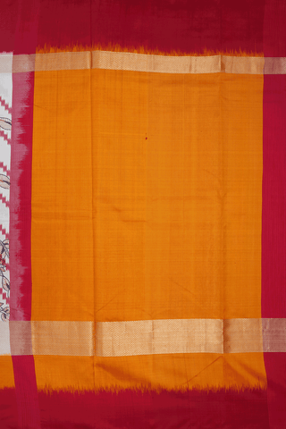 Floral Hand Painted Egg White Kanchipuram Silk Saree