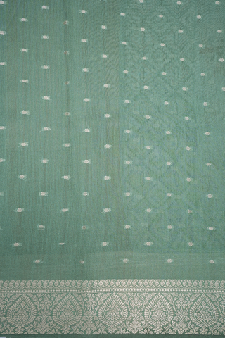 Floral Printed Light Sage Green Chanderi Silk Cotton Saree