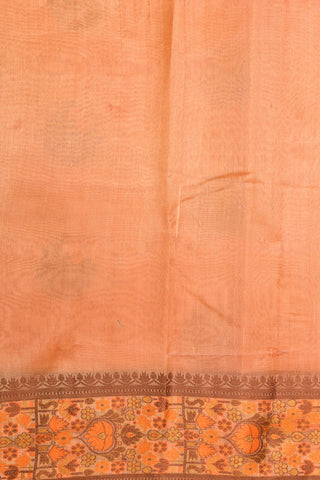 Floral Threadwork Motifs Dusty Orange Raw Silk Saree