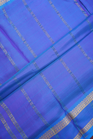 Floral Zari Border Plain Purple Nine Yards Silk Saree